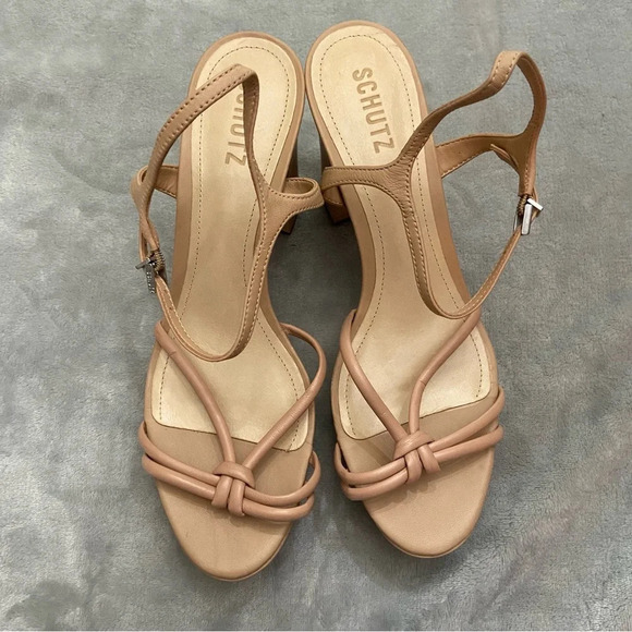 New! Schutz Kelsie Platform Leather Strappy Heeled Sandal Size 9.5 - Picture 4 of 7